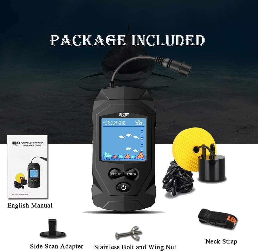 Lucky Portable Fish Finders Wired Transducer Kayak Fish Finder Kit Portable Depth Finder Lcd Display For Kayak Boat Ice Fishing Review