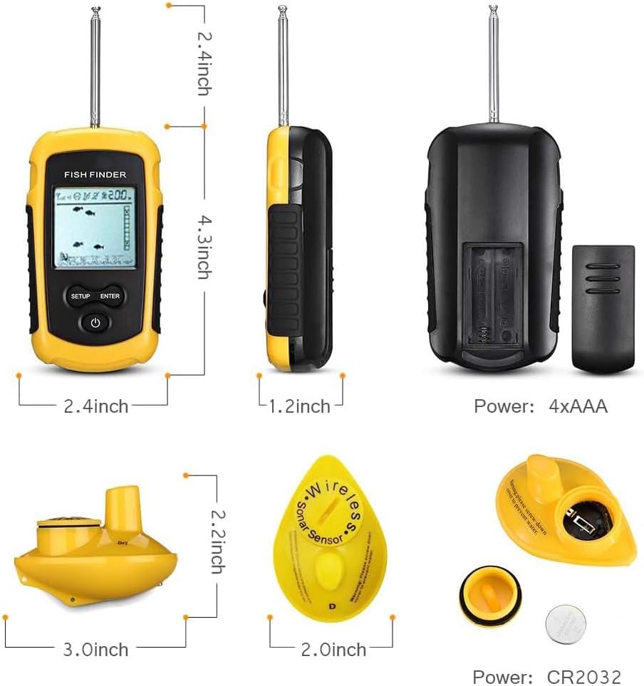 LUCKYLAKER Portable Water Fish Finder Transducer Sonar Handheld Depth Finder Wireless Kayak Transducer Fish Finders Boat