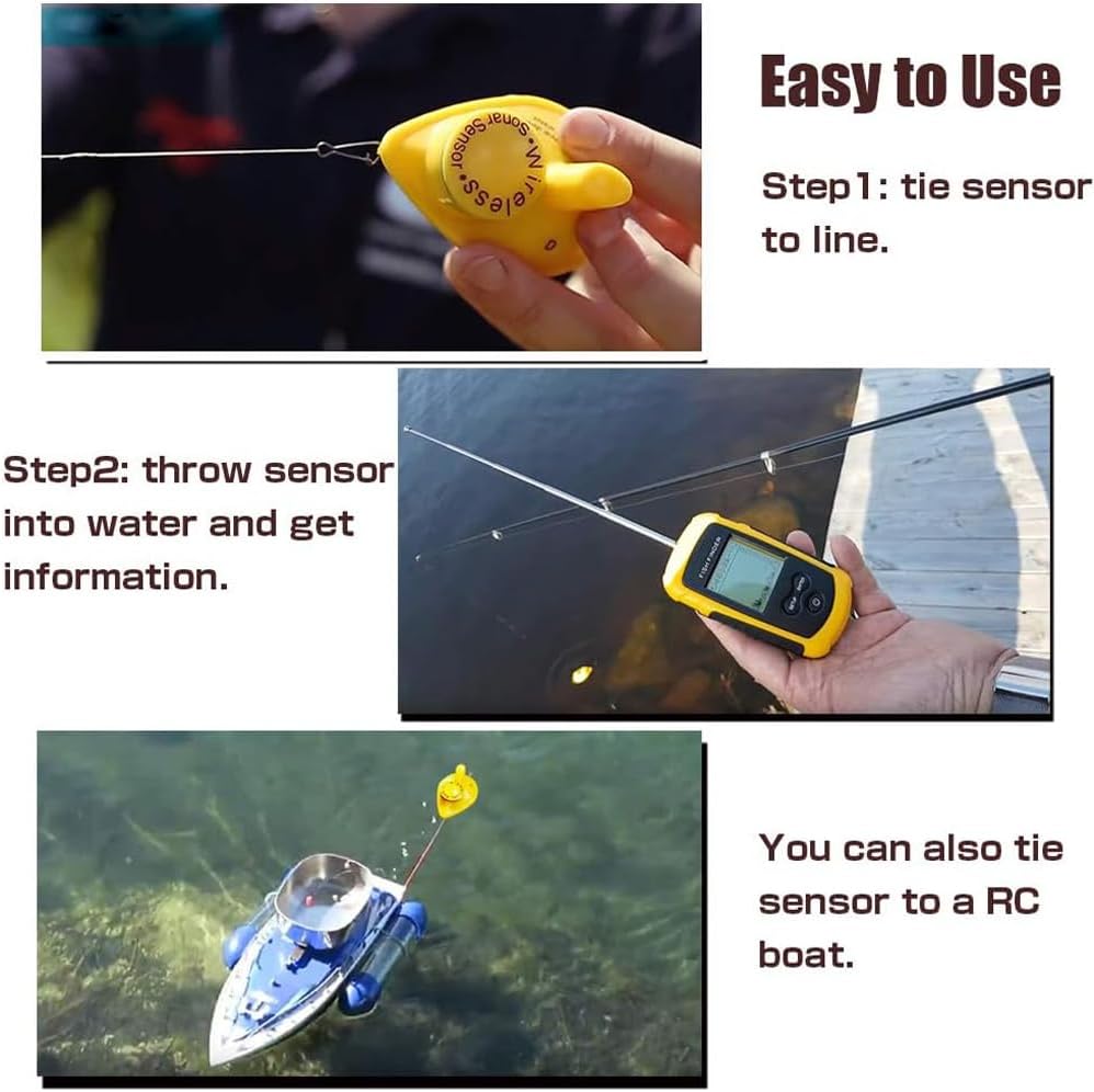 Luckylaker Portable Water Fish Finder Transducer Sonar Handheld Depth Finder Wireless Kayak Transducer Fish Finders Boat