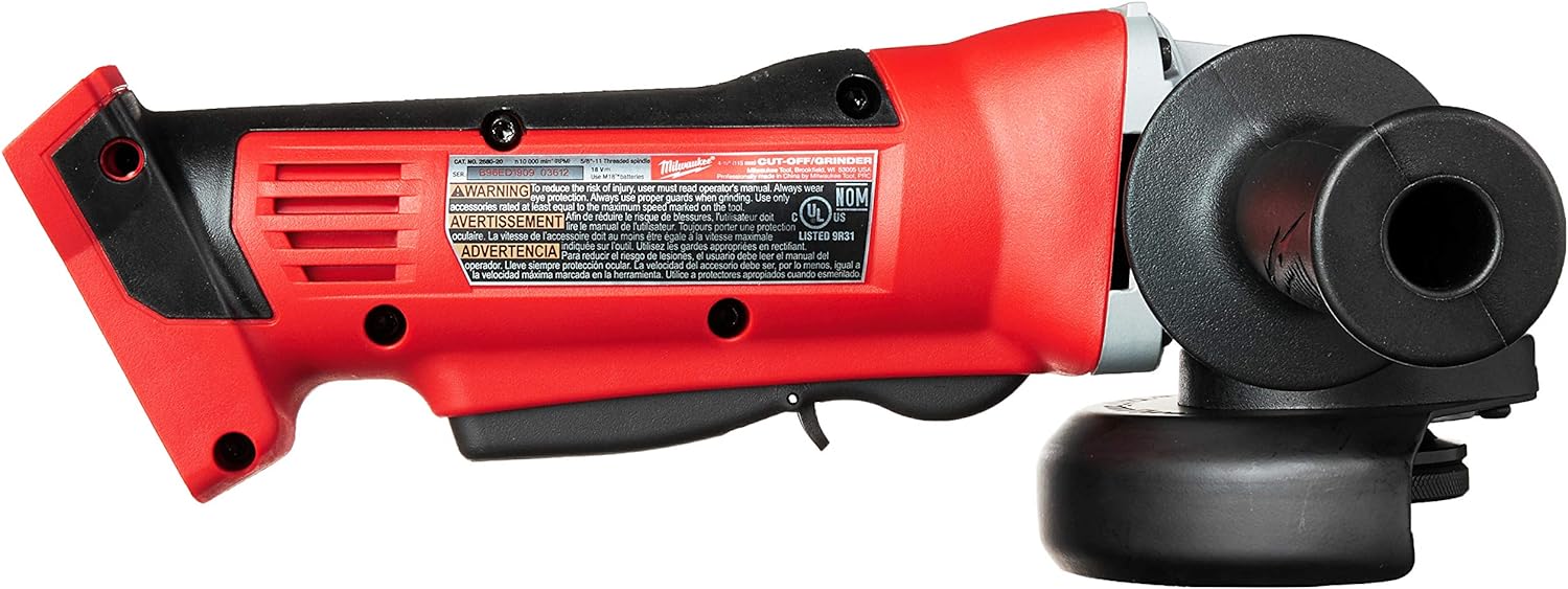 Milwaukee 2680-20 M18 18V Lithium Ion 4 1/2 Inch Cordless Grinder With Burst Resistant Guard And Paddle Switch Design