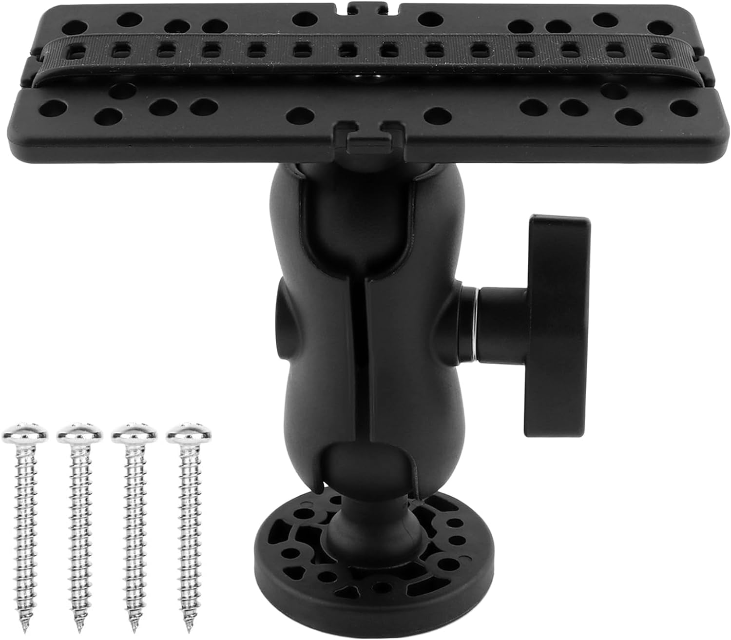 Mjfuntxy Fish Finder Mount - 360 Degree Ball-Mount Fish Finder Mount Base - Plastic Fish Finder Bracket - Fish Finder Holder - Fish Finder Rack For Boat Kayak Fishing Accessories