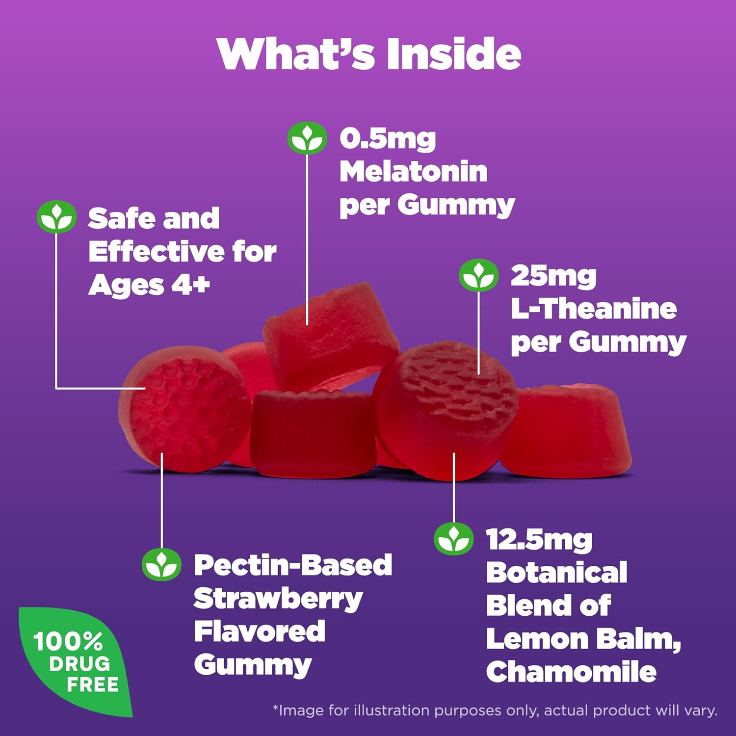 Natrol Kids Sleep+ Calm, Melatonin  L-Theanine, 60 Gummies (30-60 Servings), Drug Free Sleep Aid Supplement For Kids, Calm An Active Mind, Ease To Sleep, Gelatin  Gluten Free, Strawberry Flavored