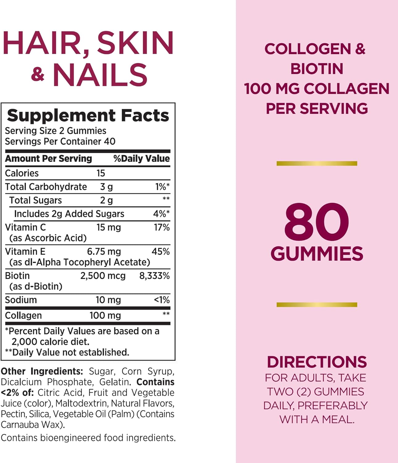 Natures Bounty Optimal Solutions Hair, Skin And Nails Gummies With Biotin, 25000 Mcg, Strawberry Flavored, 200 Count  Optimal Solutions Hair, Skin  Nails With Biotin And Collagen
