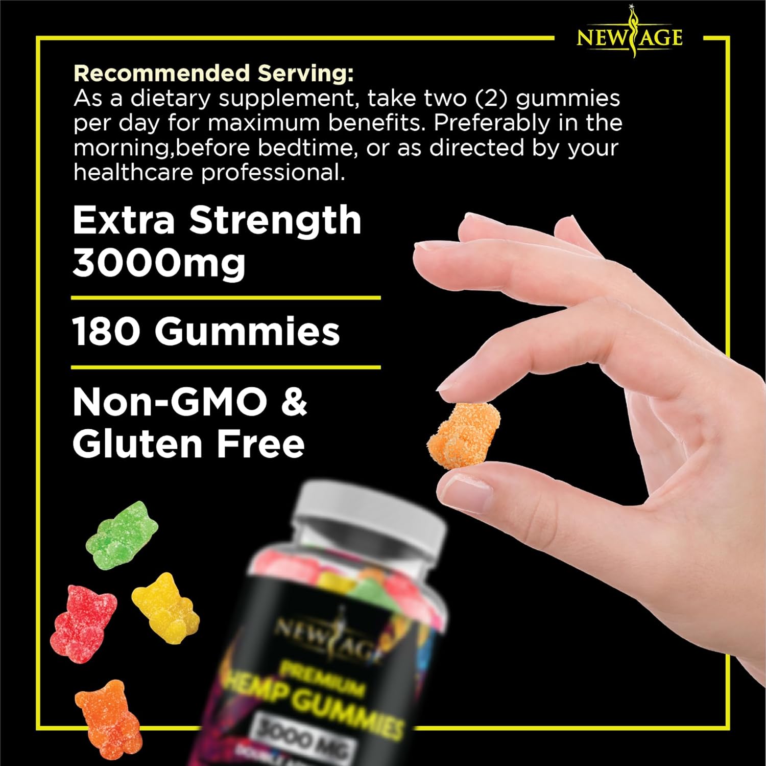 New Age Naturals Advanced Hemp Big Gummies 3000Mg -120Ct- 100% Natural Hemp Oil Infused Gummies