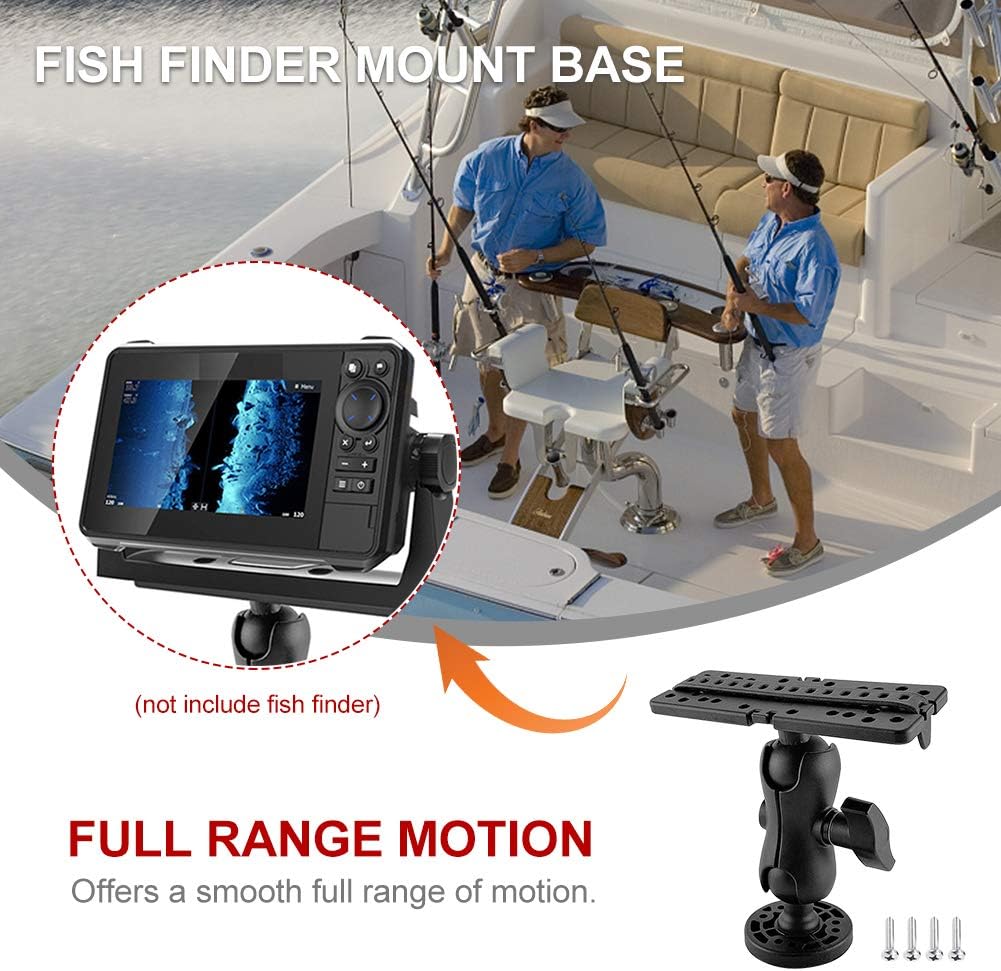 QIANLUO Fish Finder Mount Base, Ball-Mount Fish Finder Mount, 360 Degree Rotation Fish Finder Holder, Universal Marine Electronic Fish Finder Mount, Boat Fish Finder Electronics Mount