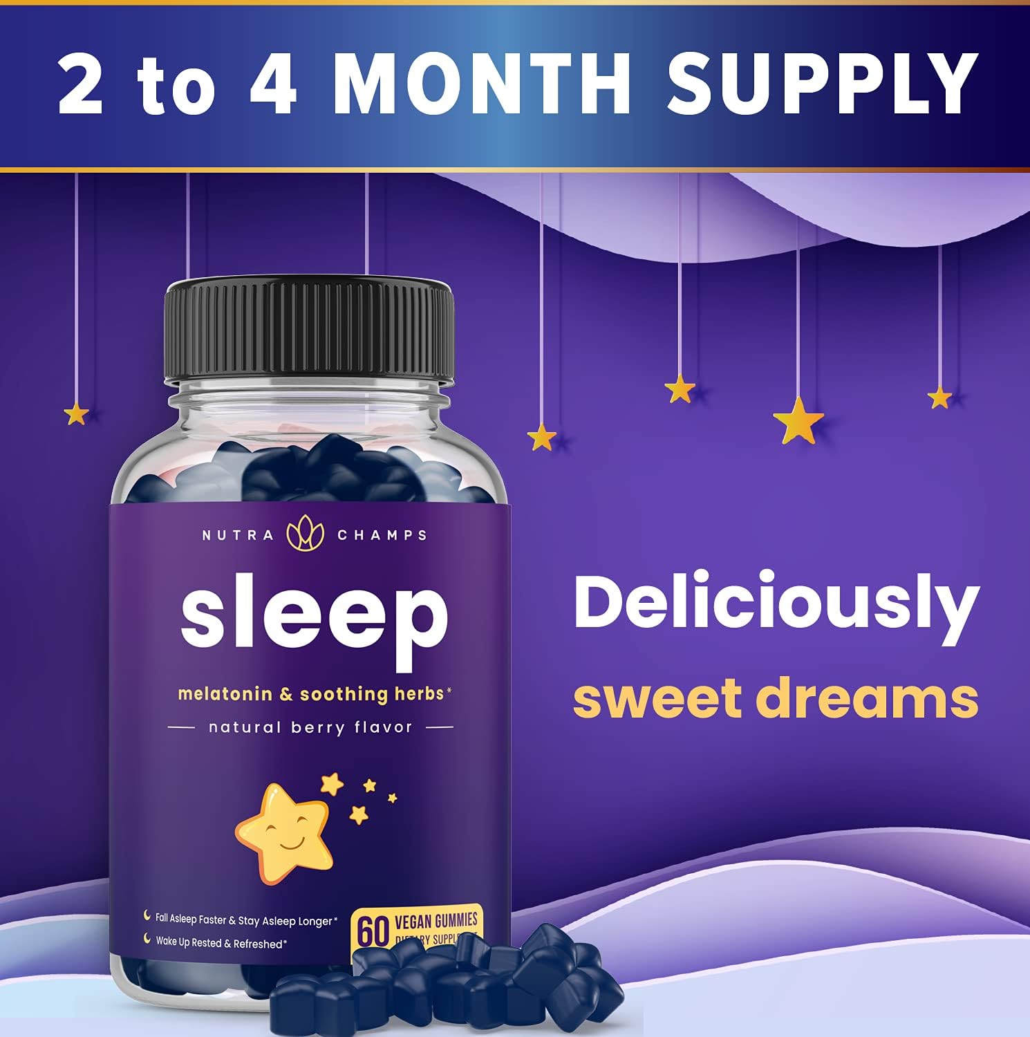 Sleep Gummies For Adults  Kids | Melatonin Gummies With Chamomile, Valerian  L Theanine | Safe  Effective For Kids  Adults | Vegan Childrens Melatonin 3Mg, 1.5 Mg, Or 6Mg (2-Pack, 120 Gummy)