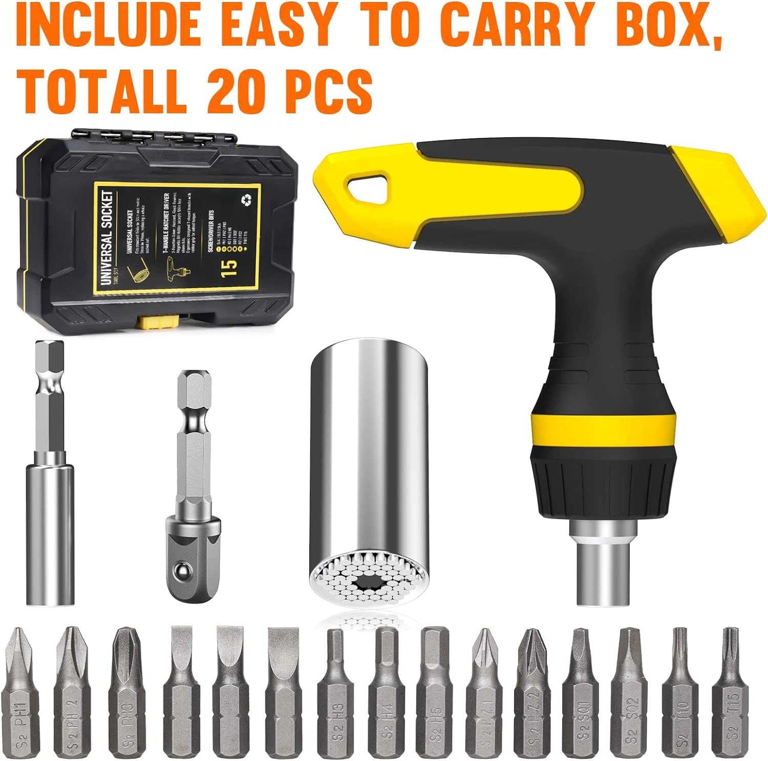 Super Universal Socket Tools Gifts For Men - Valentines Day Gifts For Him Her Kids Grip Socket Set Power Drill Adapter Cool Stuff Ideas Gadgets For Men Gifts For Dad Women Husband Boyfriend (7-19Mm)