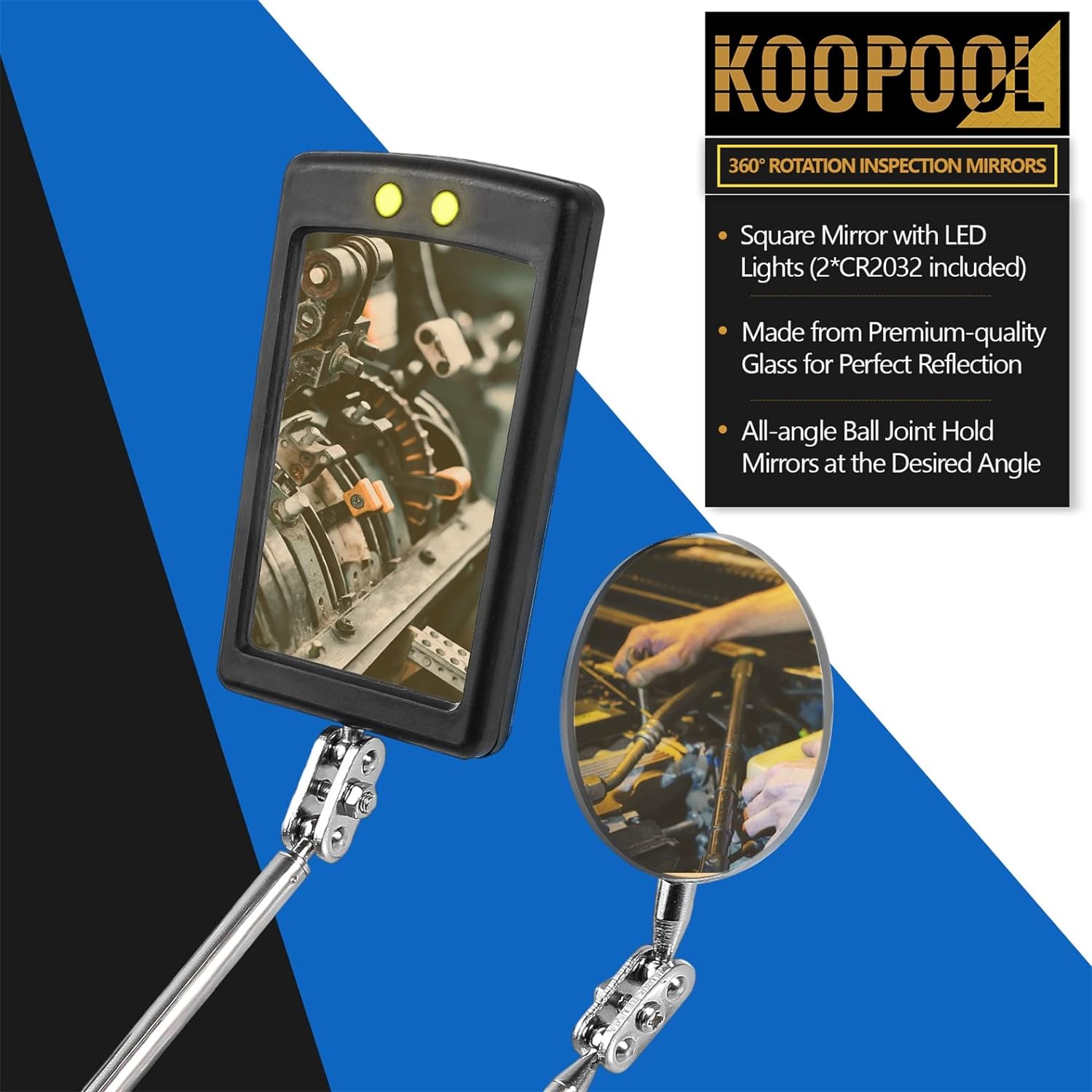Telescoping Magnetic Pickup Tool Set-Extendable Magnet Flashlight With Inspection Mirror-Cool Gadgets Gifts Idea  Valentines Day Gifts Stocking Stuffers For Men, Boyfriend, Husband, Father, Handyman