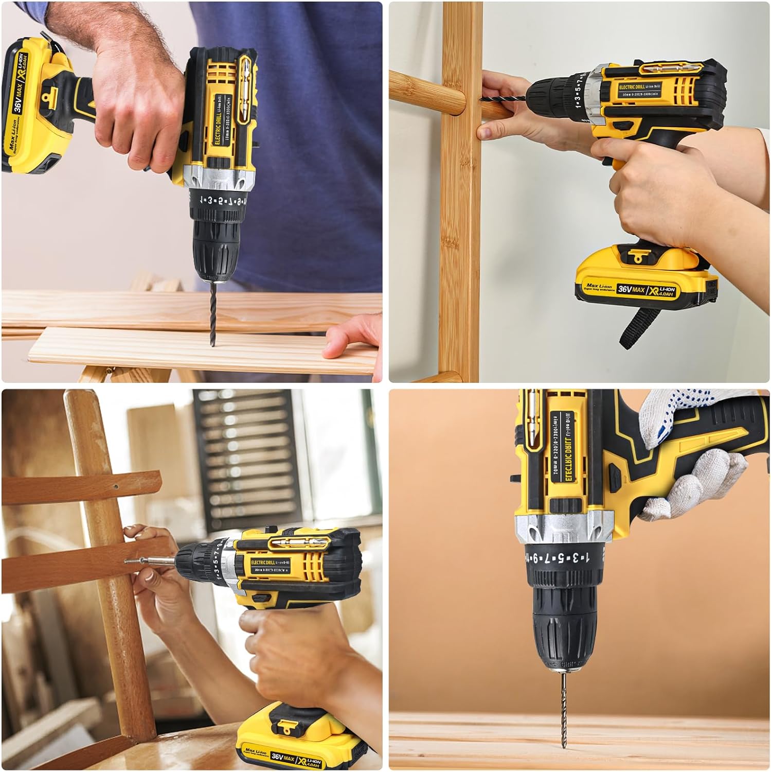 Tiktik 21V Cordless Drill Set Combo Kit,119 Pcs Household Tool Sets For Men,Basic Power Drill Tool Kit,Tool Set With Drill  2 * 2.0Ah Battery  1 Fast Charger,Home Kit For House And Garden Repairs