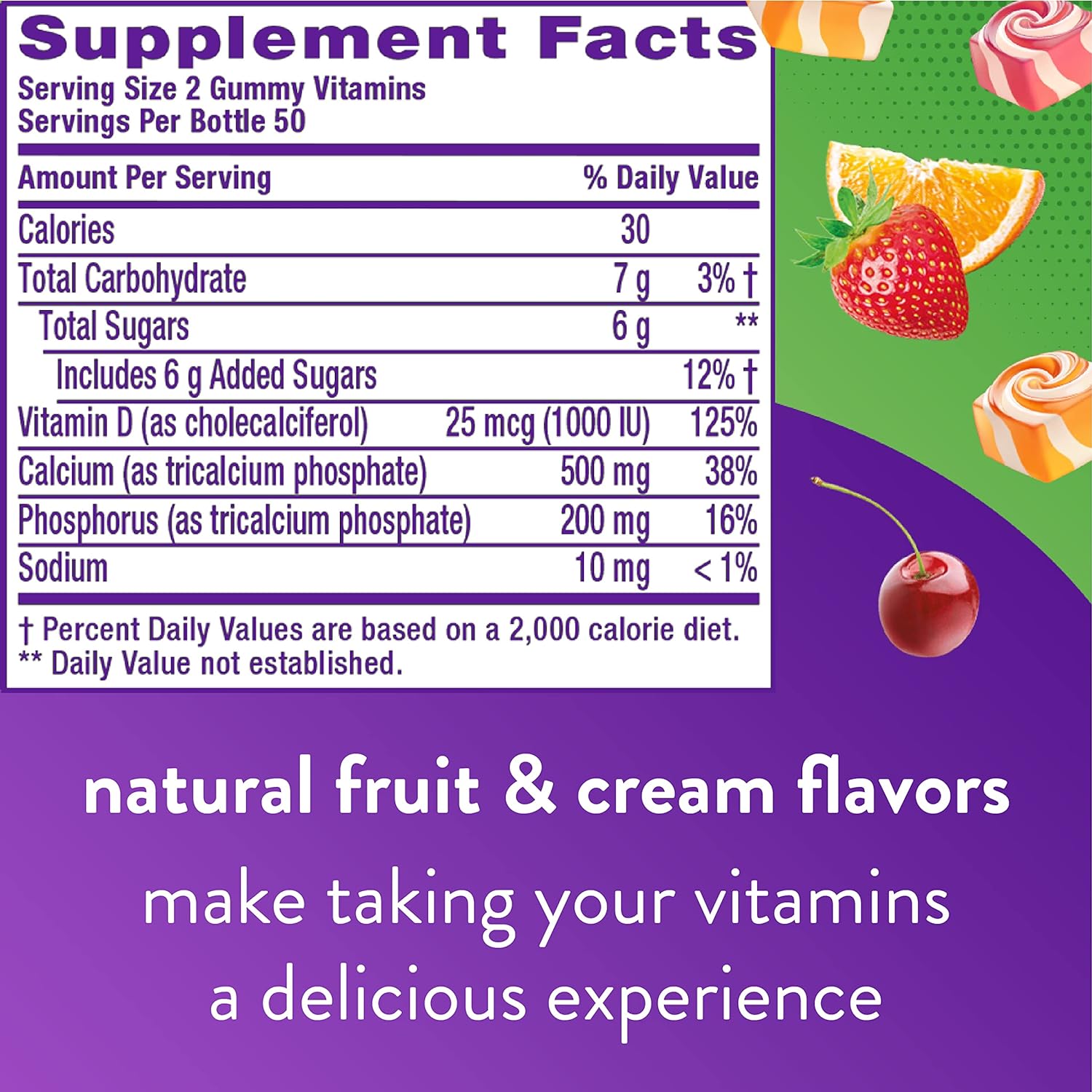 Vitafusion Chewable Calcium Gummy Vitamins For Bone And Teeth Support, Fruit And Cream Flavored, America’s Number 1 Gummy Vitamin Brand, 50 Day Supply, 100 Count  Magnesium Gummy Supplement, 60Ct