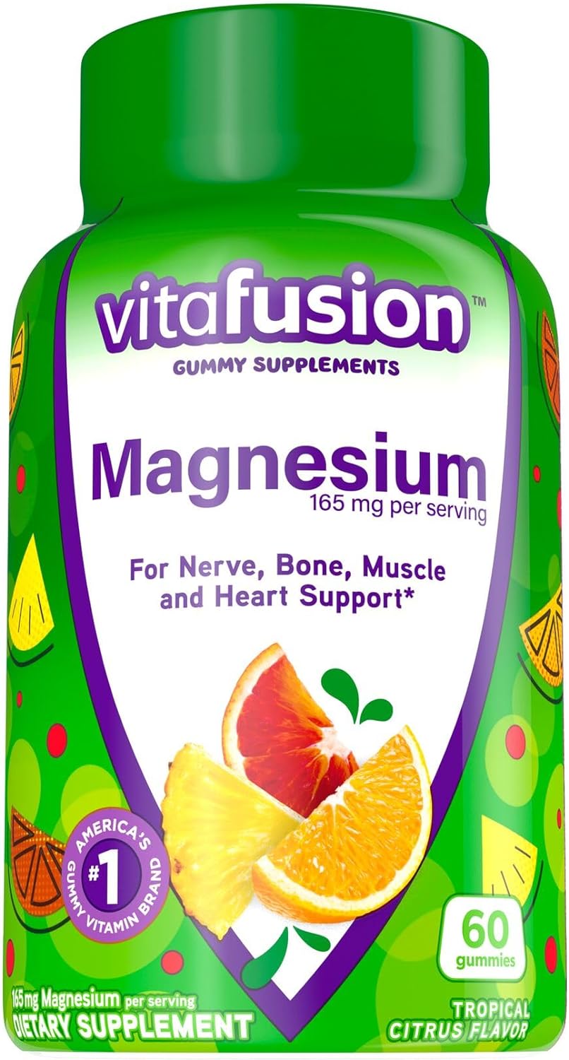 Vitafusion Chewable Calcium Gummy Vitamins For Bone And Teeth Support, Fruit And Cream Flavored, America’s Number 1 Gummy Vitamin Brand, 50 Day Supply, 100 Count  Magnesium Gummy Supplement, 60Ct