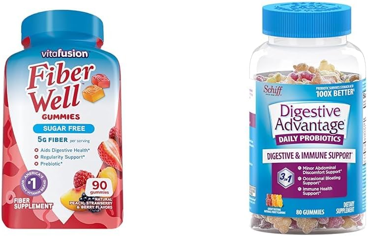 Vitafusion Fiber Well Sugar Free Fiber Supplement, Peach, Strawberry And Blackberry Flavored Supplements, 90 Count