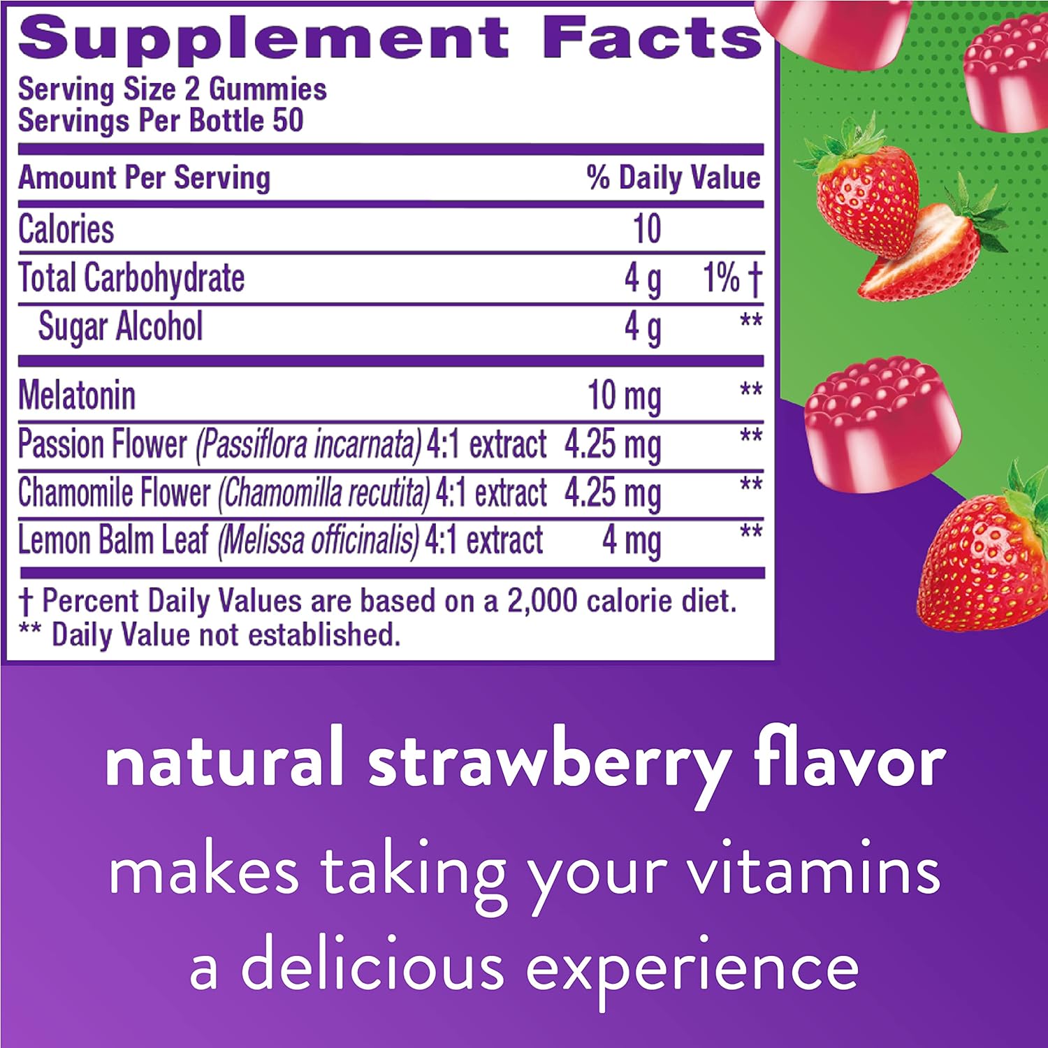 Vitafusion Max Strength Melatonin Gummy Supplements, Strawberry Flavored, 10 Mg Melatonin Sleep Supplements, America’s Number 1 Gummy Vitamin Brand, 50 Day Supply, 100 Count