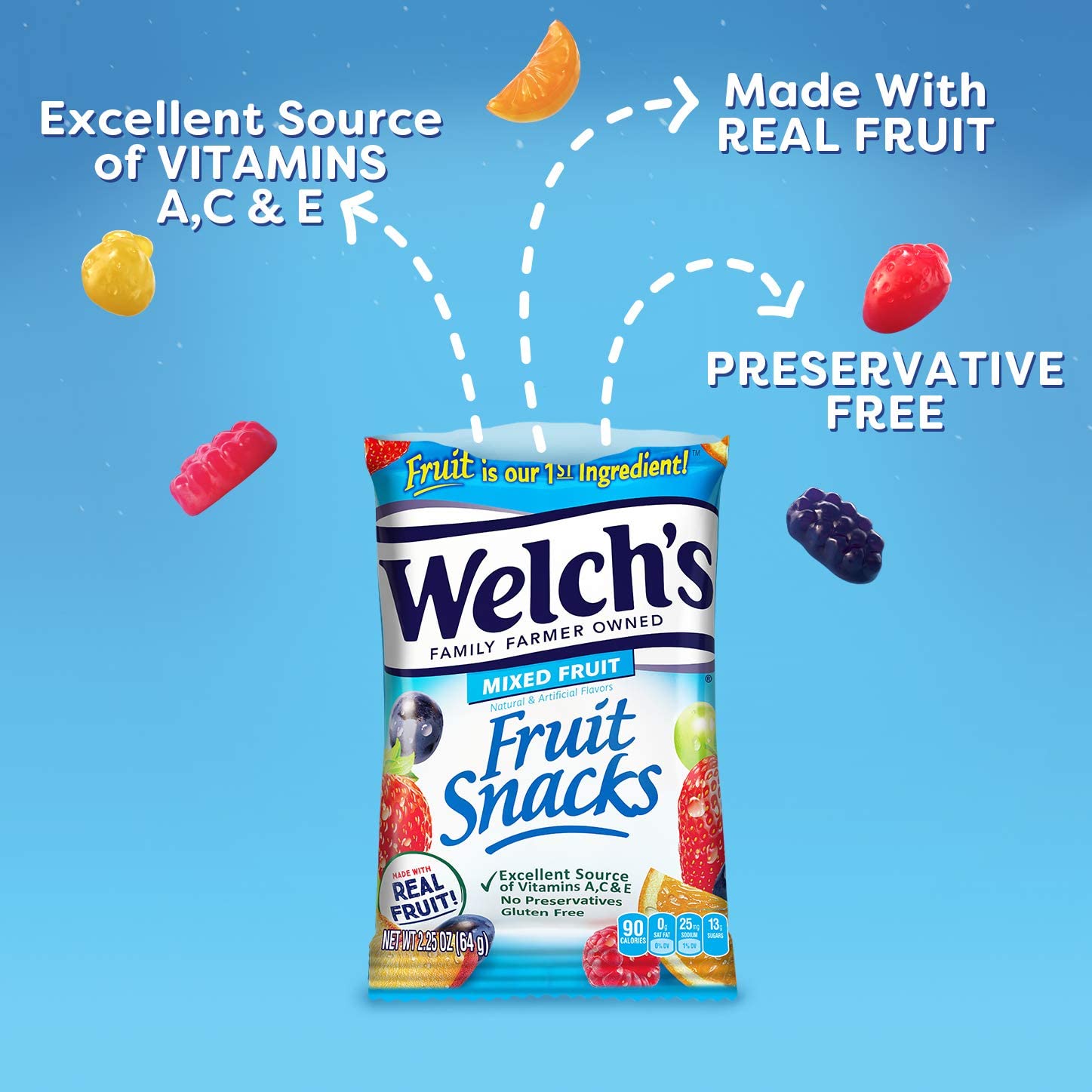 Welchs Fruit Snacks, Fruit Punch  Island Fruits Variety Pack, Great Valentines Day Gifts For Kids, Gluten Free, Bulk Pack, 0.8 Oz Individual Single Serve Bags (Pack Of 40)