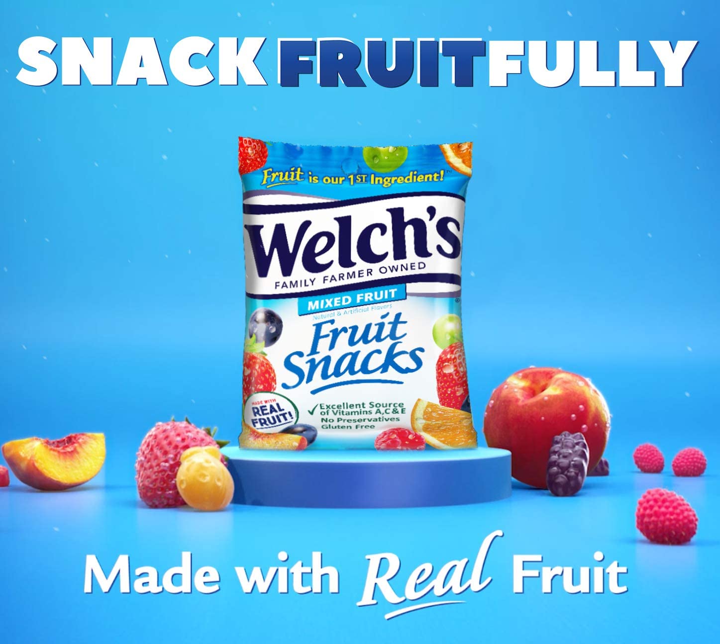 Welchs Fruit Snacks, Fruit Punch  Island Fruits Variety Pack, Great Valentines Day Gifts For Kids, Gluten Free, Bulk Pack, 0.8 Oz Individual Single Serve Bags (Pack Of 40)