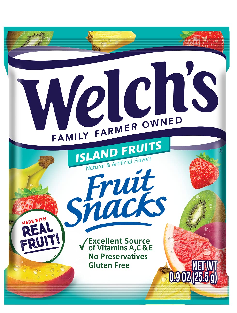 Welchs Fruit Snacks, Fruit Punch  Island Fruits Variety Pack, Great Valentines Day Gifts For Kids, Gluten Free, Bulk Pack, 0.8 Oz Individual Single Serve Bags (Pack Of 40)